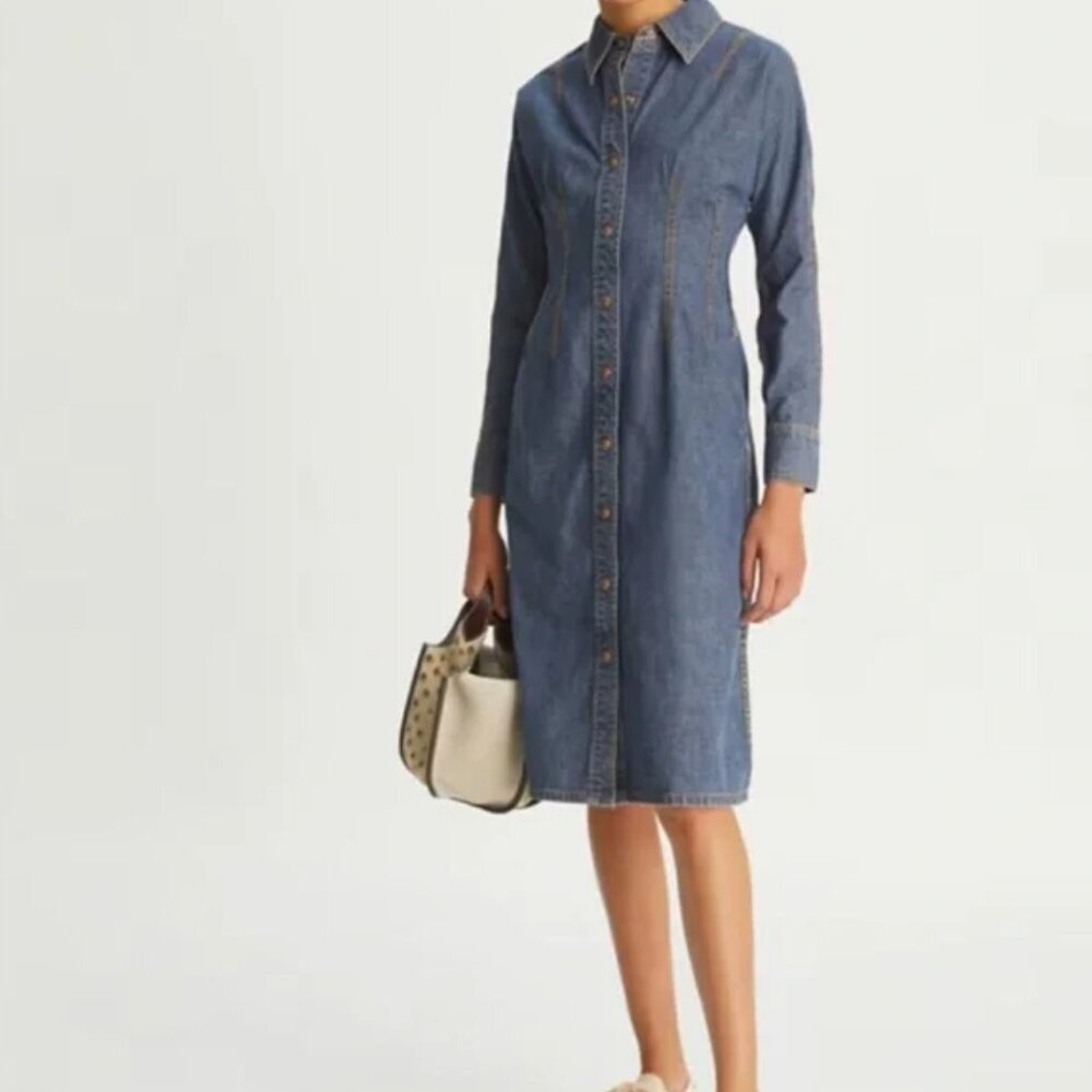 Tory Burch Indigo Denim Midi Dress